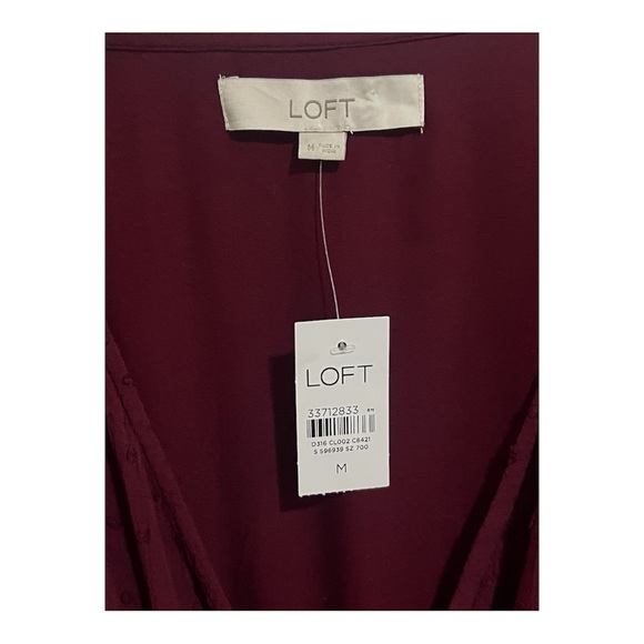 LOFT Elegant Long Sleeve Dress in Rich Burgundy, Size M - Picture 7 of 11